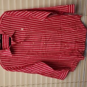 Chaps Linen Pink and white striped button-down shirt. sz XL